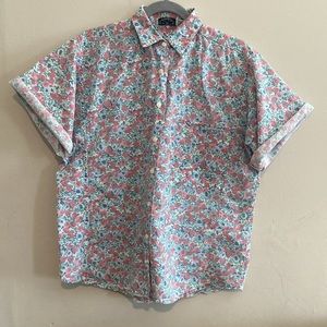 90s casual button down short sleeve floral print shirt Men’s M surfer skater